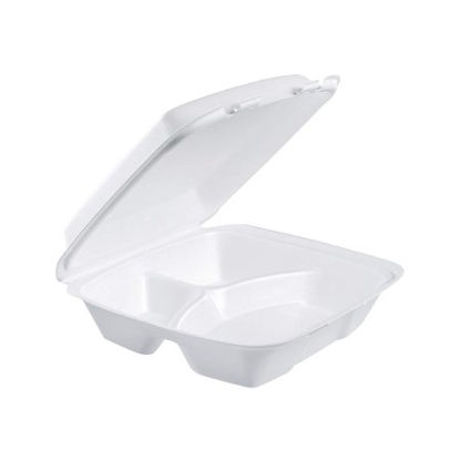 Picture of Carryout Food Container Dart® Performer White Single Use Foam 9-3/8 X 9 X 3 Inch90HT3R / 90HT3