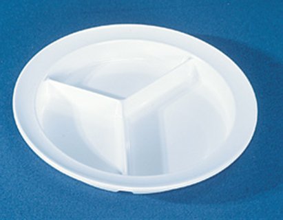 Picture of Partitioned Plate Inner Lip™ White Reusable Melamine 8-3/4 Inch Diameter8128