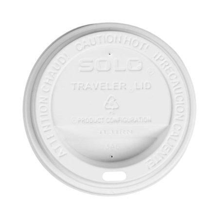 Picture of Dome Lid Traveler® White, Polystyrene, Sip Hole, Hot ApplicationsTL31R2-0007
