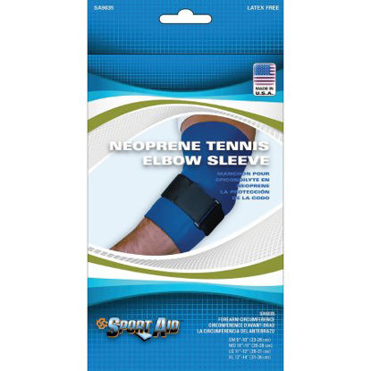Picture of Tennis Elbow Support Sport-Aid™ Medium Pull On / D-Ring / Hook and Loop Strap Closure Sleeve with Strap Left or Right Arm 10 to 11 Inch Forearm Circumference BlueSA9035 BLU MD