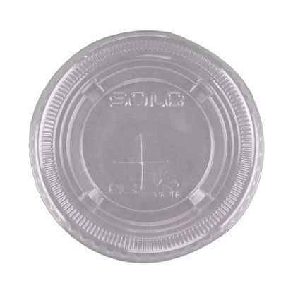 Picture of Drinking Cup Lid Solo® Clear, Pet Plastic, Straw Slot, Cold ApplicationsPL4TSN