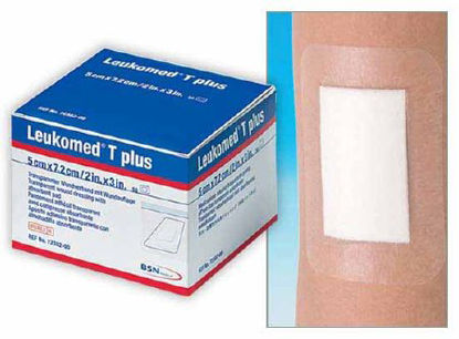 Picture of Transparent Film Dressing with Pad Leukomed®T plus Rectangle 2 X 3 Inch 2 Tab Delivery Without Label Sterile7238200