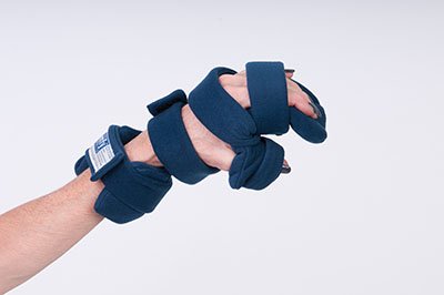 Picture of Resting Hand Splint with Five Straps ComfySplints™ Progressive Broadcloth / Foam / Steel Right Hand Navy Blue One Size Fits Most24-3316