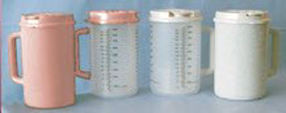 Picture of Graduated Drinking Mug 32 oz. Clear Cup / Mauve Lid Plastic Reusable0081010