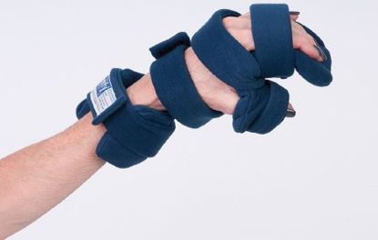 Picture of Resting Hand Splint with Five Straps ComfySplints™ Progressive Broadcloth / Foam / Steel Left Hand Navy Blue Small24-3317