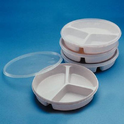 Picture of Partitioned Scoop Dish Patterson Medical Beige Reusable 8-1/4 Inch DiameterA684403