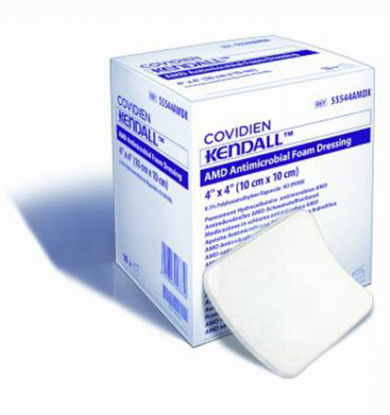 Picture of Impregnated Foam Dressing Kendall™ AMD 6 X 6 Inch Hydrophilic Polyurethane Foam Polyhexamethylene Biguanide (PHMB) Sterile55566AMD