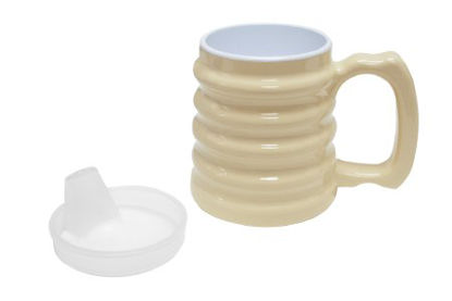 Picture of Drinking Mug Hand-to-Hand™ 10 oz. Beige Plastic Reusable60-1070