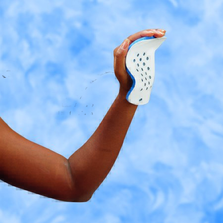 Picture of Hand Splint DeRoyal® Short Metacarpal Aluminum / Foam Left Hand Beige / Blue Youth9134-02