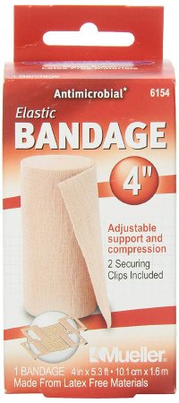 Picture of Elastic Bandage Mueller® 4 Inch X 5.3 Foot Standard Compression Clip Detached Closure Beige NonSterile6154