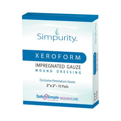Picture of Xeroform Impregnated Dressing Simpurity™ 2 X 2 Inch Gauze Antimicrobial Petrolatum Blend SterileSNS58822