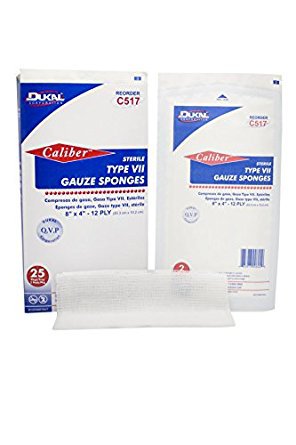 Picture of USP Type VII Gauze Sponge Caliber™ Cotton 12-Ply 4 X 8 Inch Rectangle SterileC517