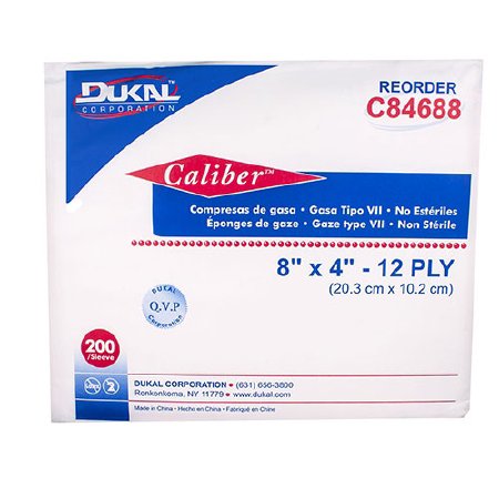 Picture of USP Type VII Gauze Sponge Caliber™ Cotton 12-Ply 4 X 8 Inch Rectangle NonSterileC84688