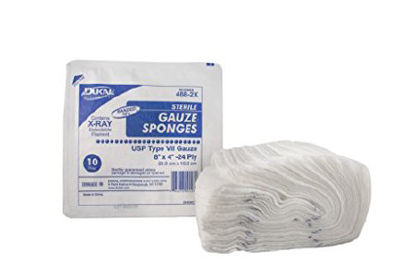 Picture of USP Type VII X-Ray Detectable Gauze Sponge Dukal™ Cotton 24-Ply 4 X 8 Inch Rectangle Sterile488-2X