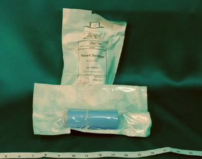 Picture of Esmark Compression Bandage Bioseal® 4 Inch X 4 Yard High Compression No Closure Light Blue Sterile4944/20