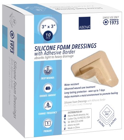 Picture of Silicone Foam Dressing Abena® 3 X 3 Inch Square Silicone Adhesive with Border Sterile1973