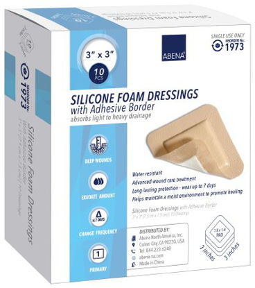Picture of Silicone Foam Dressing Abena® 3 X 3 Inch Square Silicone Adhesive with Border Sterile1973