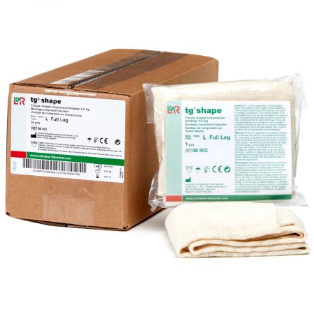 Picture of Elastic Tubular Support Bandage tg® shape 14 to 16 Inch Circumference Full Leg Standard Compression Pull On Natural Large NonSterileA93832