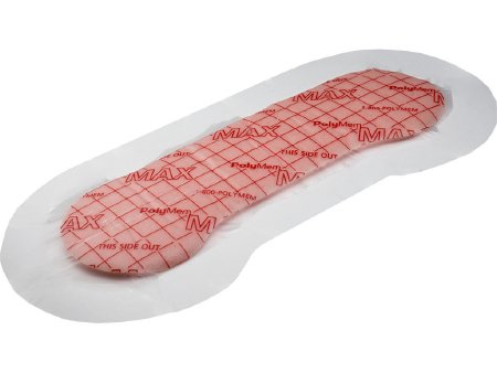 Picture of Adhesive Dressing PolyMem® 4-7/10 X 10-1/5 Inch Polyurethane / Film Rectangle Pink / White Sterile0481