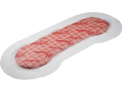 Picture of Adhesive Dressing PolyMem® 4-7/10 X 10-1/5 Inch Polyurethane / Film Rectangle Pink / White Sterile0481