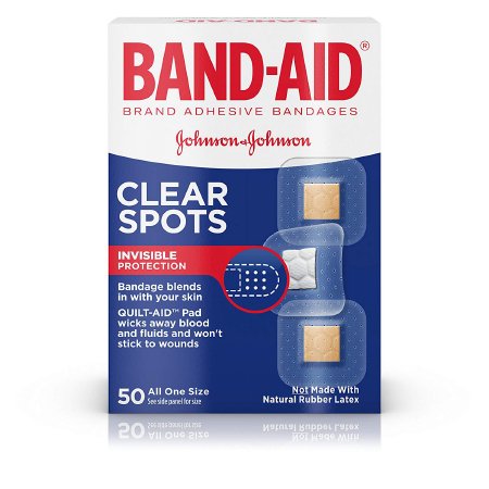 Picture of Adhesive Spot Bandage Band-Aid® 7/8 X 7/8 Inch Plastic Square Clear Sterile00381370047087