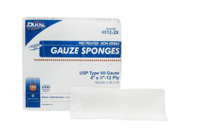 Picture of USP Type VII X-Ray Detectable Gauze Sponge Dukal™ Cotton 12-Ply 4 X 8 Inch Rectangle NonSterile4812-2X