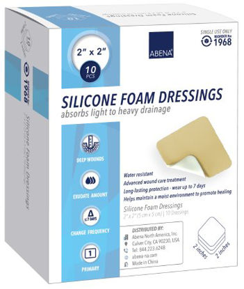 Picture of Silicone Foam Dressing Abena® 2 X 2 Inch Square Silicone Adhesive Without Border Sterile1968