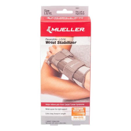 Picture of Wrist Stabilizer Mueller® Carpal Tunnel Nylon / Aluminum / Polyester / PP / PU / Spandex / POM Left or Right Hand Gray Large / X-Large62021