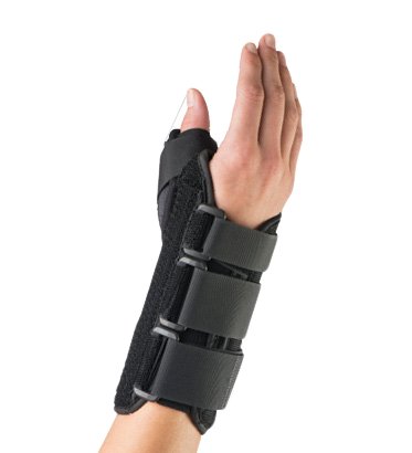 Picture of Wrist Brace with Thumb Spica PatientForm Aluminum / Lycra® Left Hand Black X-Large70328