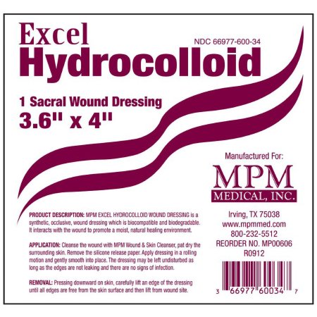 Picture of Hydrocolloid Dressing Excel 3-3/5 X 4 Inch Sacral SterileMP00606