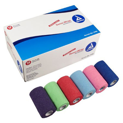 Picture of Cohesive Bandage Sensi-Wrap 4 Inch X 5 Yard Standard Compression Self-adherent Closure Red / Green / Purple / Dark Blue / Pink / Light Blue NonSterile3184