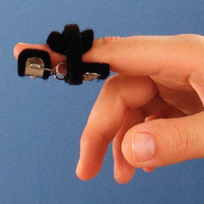 Picture of Mini Modified Safety Pin Finger Splint Bunnell™ Small Hook and Loop Strap Closure Left or Right Hand Black705701