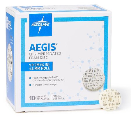 Picture of Impregnated Dressing Aegis 3/4 Inch Foam Chlorhexidine Gluconate (CHG) SterileAEG001S