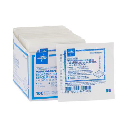 Picture of Gauze Sponge Medline Cotton 12-Ply 2 X 2 Inch Square SterilePRM21419