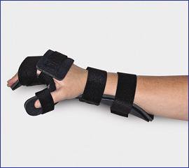 Picture of Resting Hand Orthosis with Neutral Thumb Contoured Kydex® Thermoplastic / OrthoWick Right Hand Black Medium36NTRHO-M-R