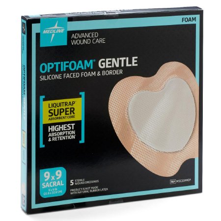 Picture of Silicone Foam Dressing Optifoam® Gentle 9 X 9 Inch Sacral Adhesive with Border SterileMSC2399EP