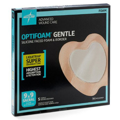 Picture of Silicone Foam Dressing Optifoam® Gentle 9 X 9 Inch Sacral Adhesive with Border SterileMSC2399EP