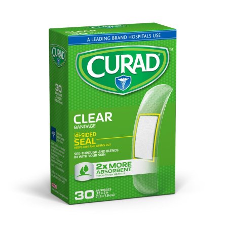 Picture of Adhesive Strip Curad® 3/4 X 3 Inch Plastic Rectangle Clear SterileCUR44010RB