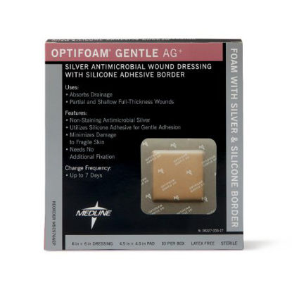 Picture of Silver Silicone Foam Dressing Optifoam® Gentle Ag+ 4 X 4 Inch Square SterileMSC9766EP