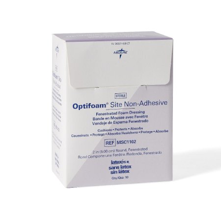 Picture of Foam Dressing Optifoam® Site 2 Inch Diameter Fenestrated Round Non-Adhesive without Border SterileMSC1102