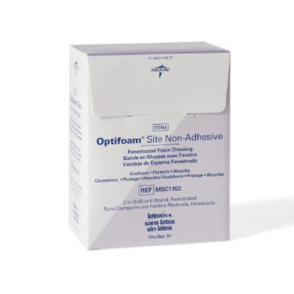 Picture of Foam Dressing Optifoam® Site 2 Inch Diameter Fenestrated Round Non-Adhesive without Border SterileMSC1102
