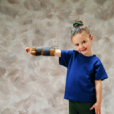 Picture of Wrist / Forearm Brace DeRoyal® Suede Leather Right Hand Brown Child Size5030-01