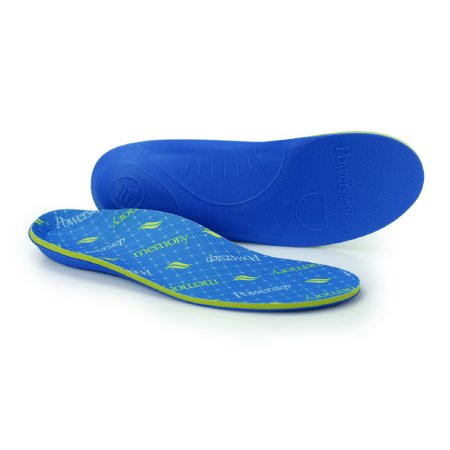 Picture of Powerstep® Memory Foam Insoles Orthotic Insert Size H Polyester / Memory Foam / EVA / Polyproplene Blue / Lime Green Male 11 to 11-1/25018-01H