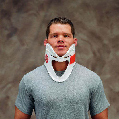 Picture of Extrication Cervical Collar DeRoyal® EMT Select Preformed Adult One Size Fits Most One-Piece / Trachea Opening 3-1/2 Inch Height 11 to 23 Inch Neck Circumference1044-31
