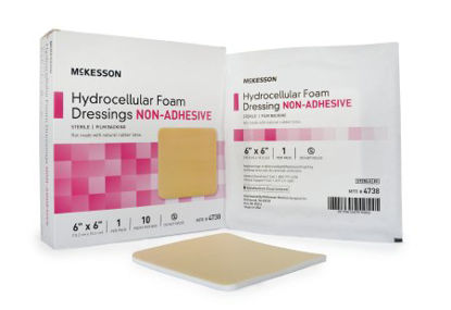 Picture of Foam Dressing McKesson 6 X 6 Inch Square Non-Adhesive without Border Sterile4738
