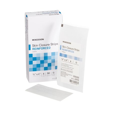 Picture of Skin Closure Strip McKesson 1/2 X 4 Inch Nonwoven Material Reinforced Strip White3010