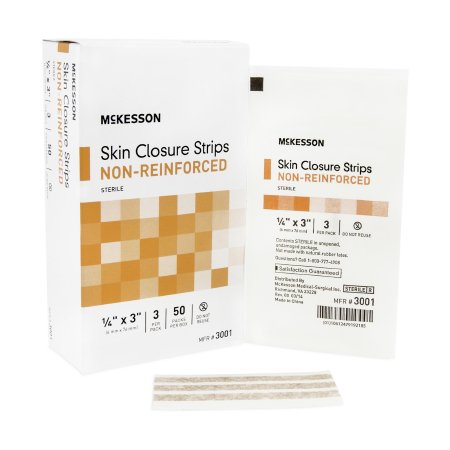Picture of Skin Closure Strip McKesson 1/4 X 3 Inch Nonwoven Material Flexible Strip Tan3001