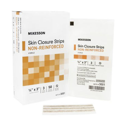 Picture of Skin Closure Strip McKesson 1/4 X 3 Inch Nonwoven Material Flexible Strip Tan3001