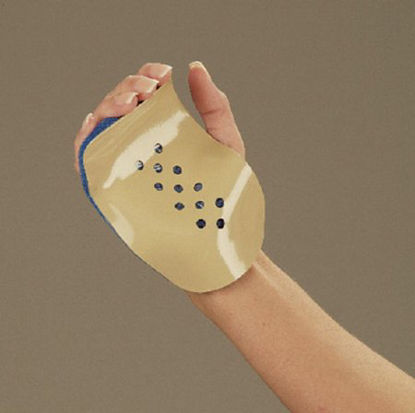 Picture of Hand Splint DeRoyal® Short Metacarpal Aluminum / Foam Left Hand Beige / Blue One Size Fits Most9135-02