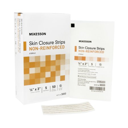 Picture of Skin Closure Strip McKesson 1/8 X 3 Inch Nonwoven Material Flexible Strip Tan3000